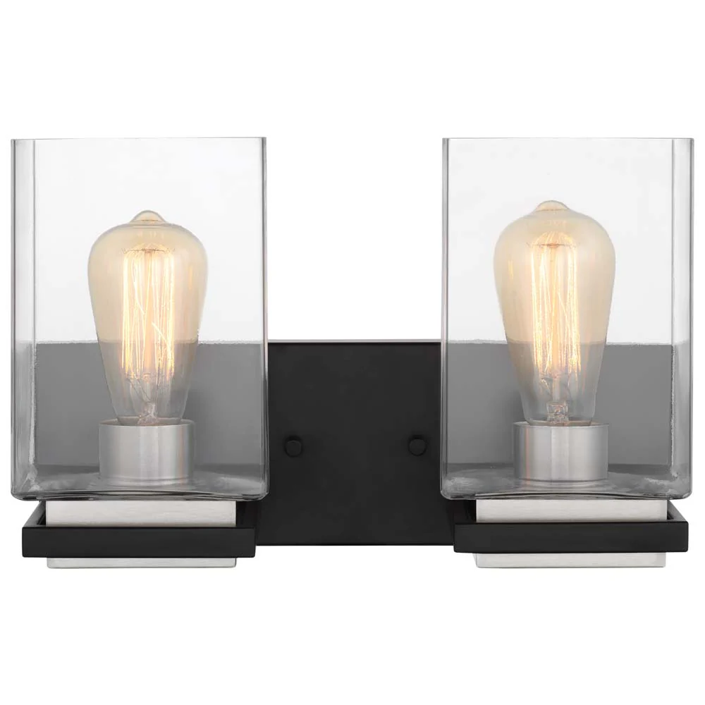 Crossroads 2-Light Vanity Matte Black with Clear Glass - Image 2