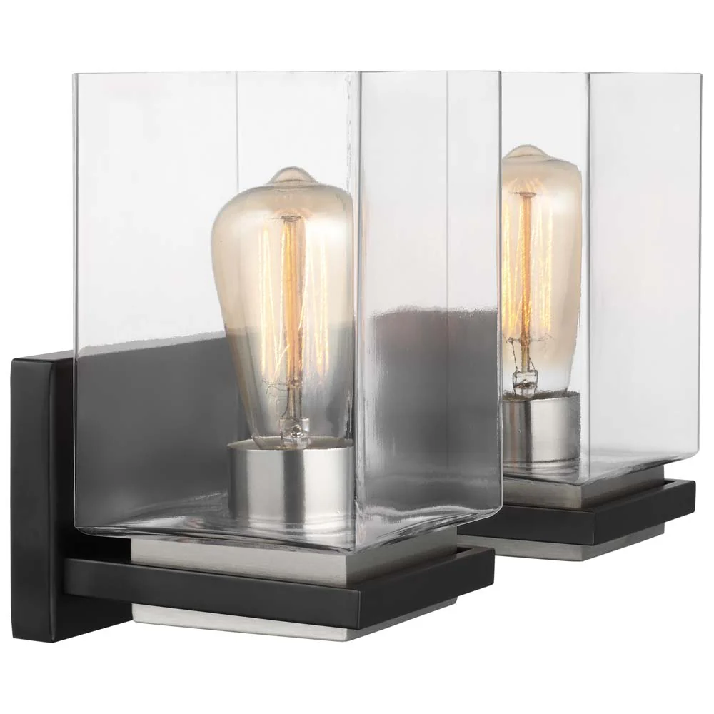Crossroads 2-Light Vanity Matte Black with Clear Glass - Image 4