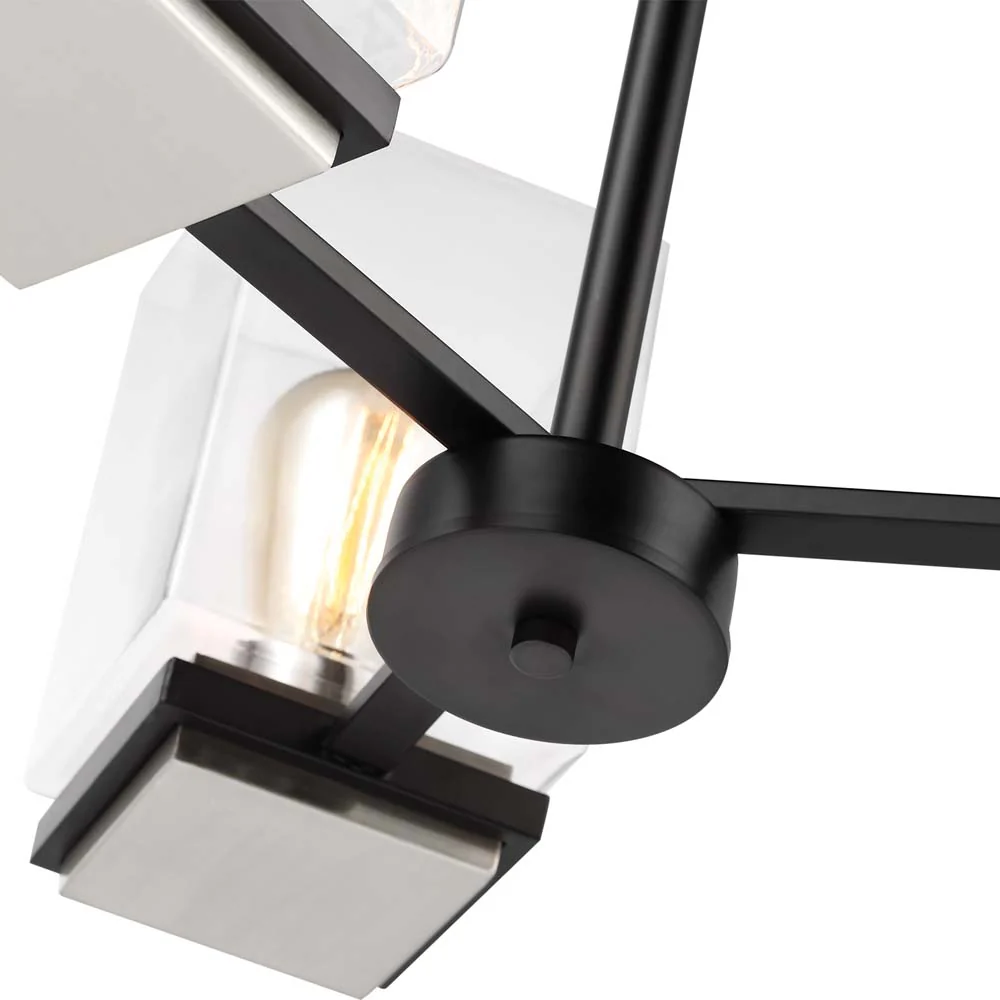 Crossroads 3-Light Chandelier Matte Black with Clear Glass - Image 5