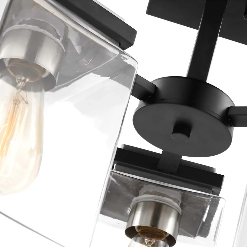 Crossroads 3-Light Semi-Flush Fixture Matte Black with Clear Glass - Image 5