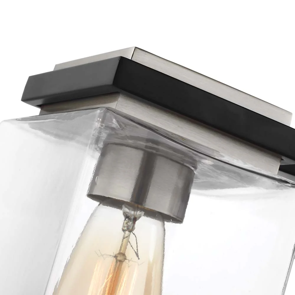 Crossroads 3-Light Semi-Flush Fixture Matte Black with Clear Glass - Image 6
