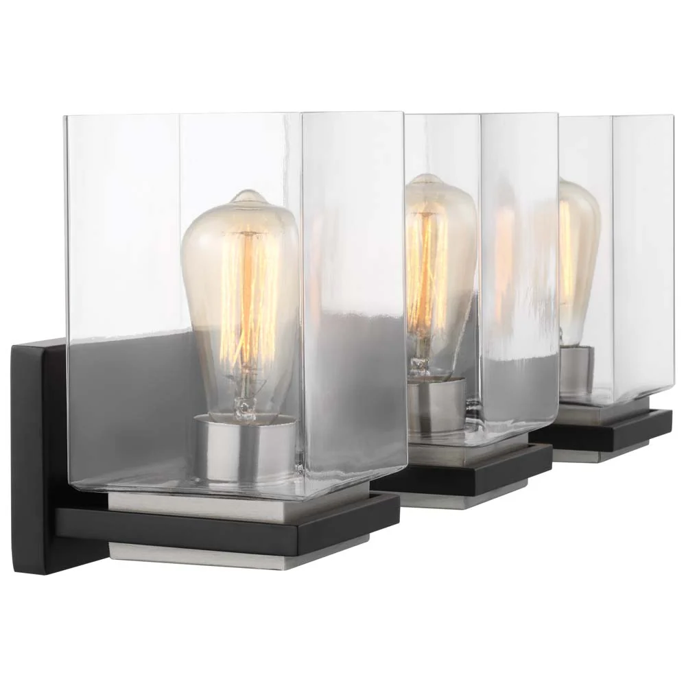 Crossroads 3-Light Vanity Matte Black with Clear Glass - Image 4