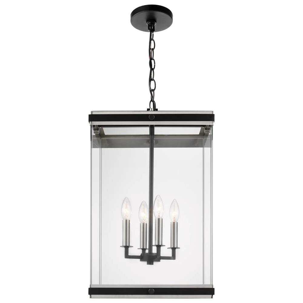 Crossroads 4-Light Foyer Pendant Matte Black with Clear Glass - Image 2