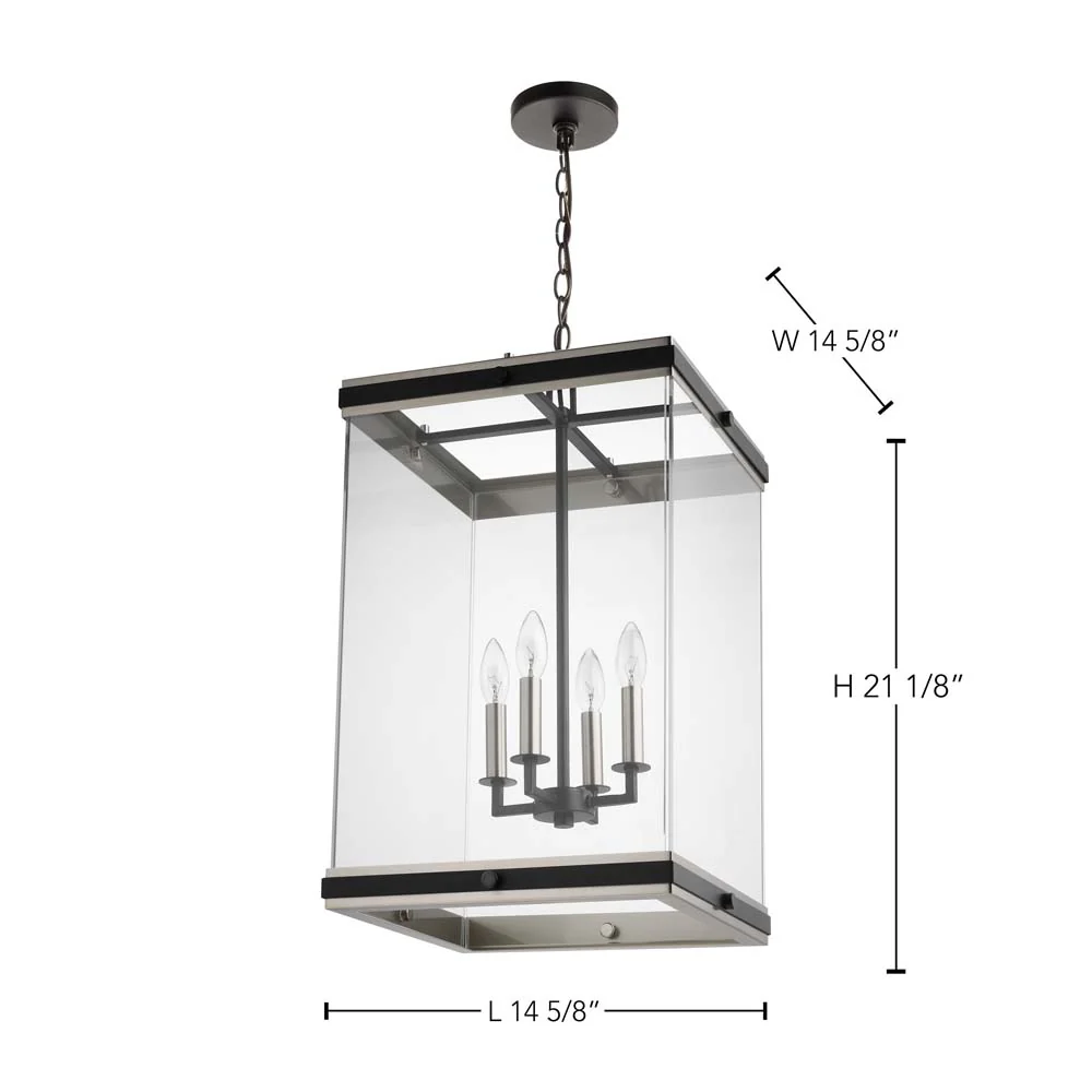 Crossroads 4-Light Foyer Pendant Matte Black with Clear Glass - Image 6