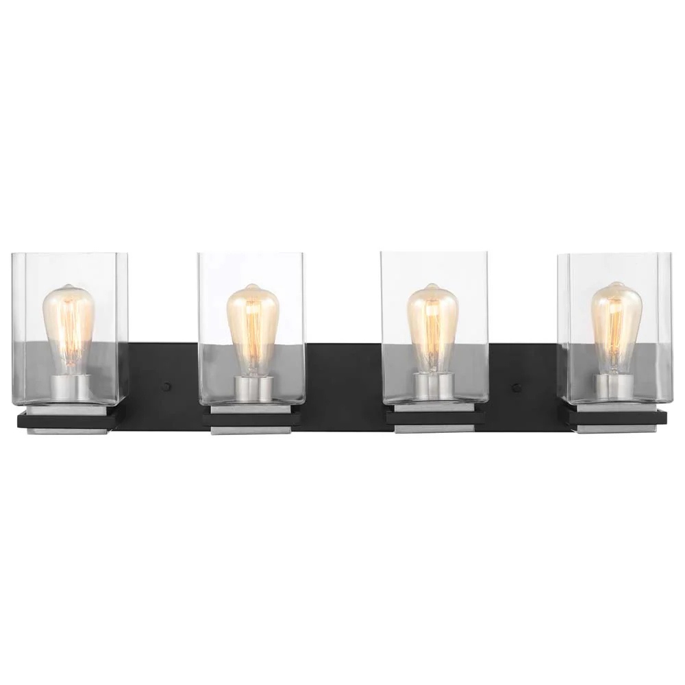 Crossroads 4-Light Vanity Matte Black with Clear Glass - Image 2