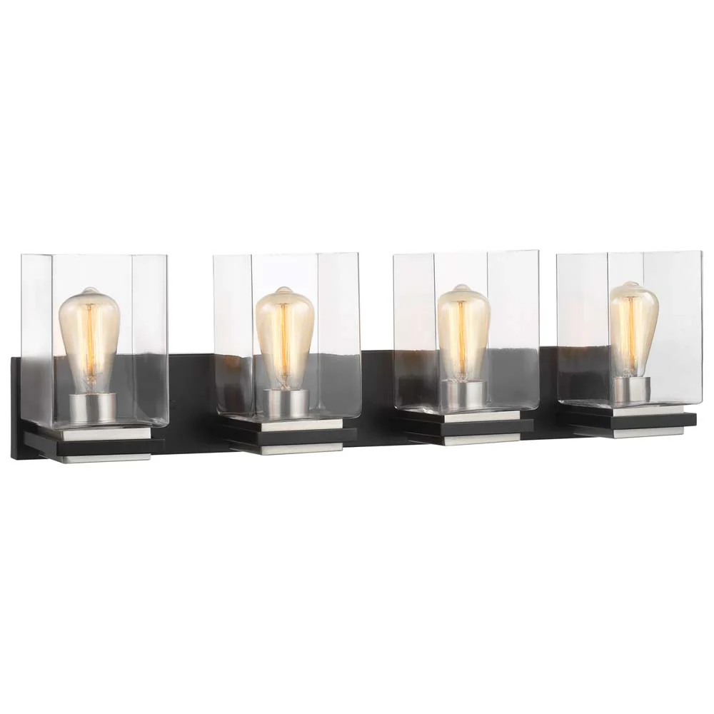 Crossroads 4-Light Vanity Matte Black with Clear Glass - Image 3