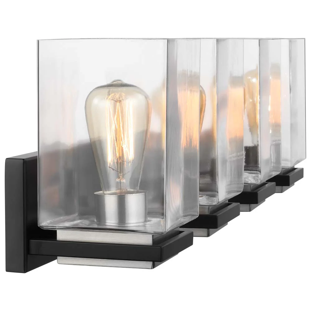 Crossroads 4-Light Vanity Matte Black with Clear Glass - Image 4