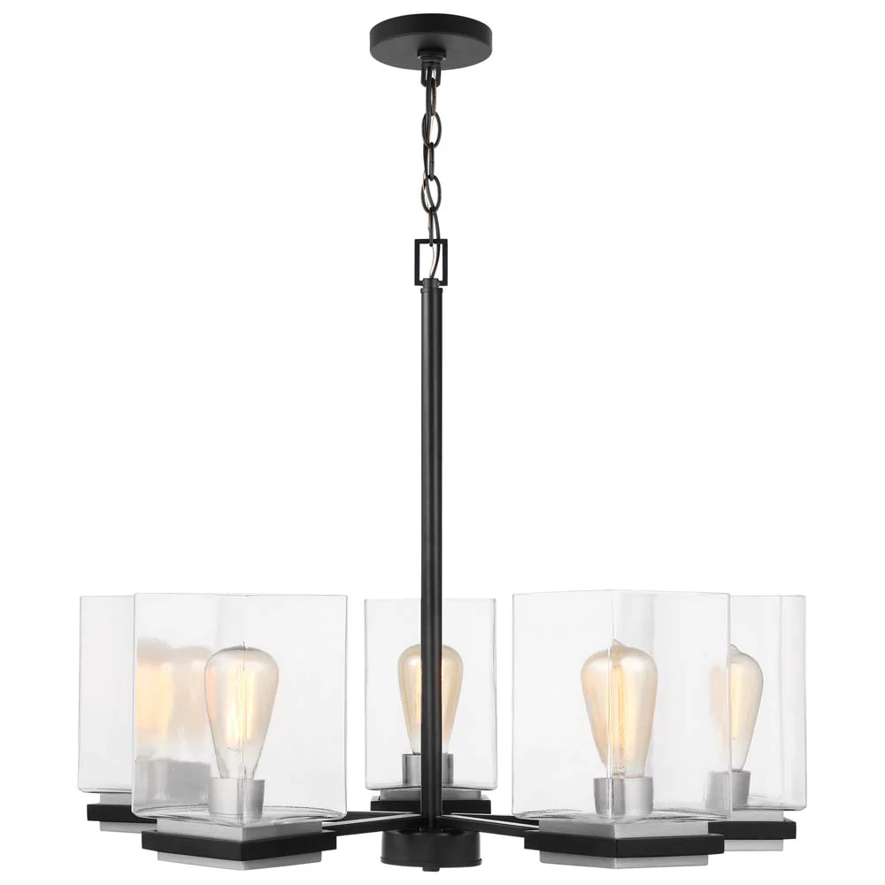 Crossroads 5-Light Chandelier Matte Black with Clear Glass - Image 2