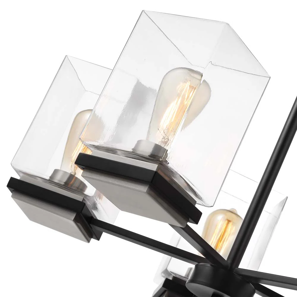 Crossroads 5-Light Chandelier Matte Black with Clear Glass - Image 6