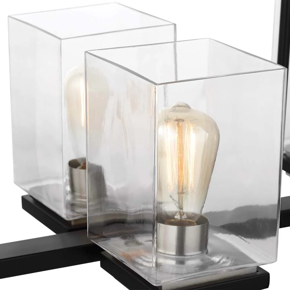 Crossroads 6-Light Island Pendant Matte Black with Clear Glass - Image 6