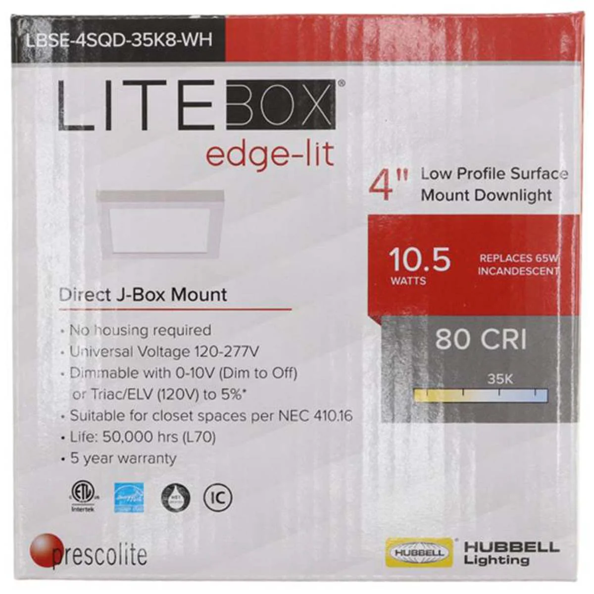 Current 4-in Square Low Profile Surface Mount 3500K 80CRI Direct J-Box Mount - Image 4