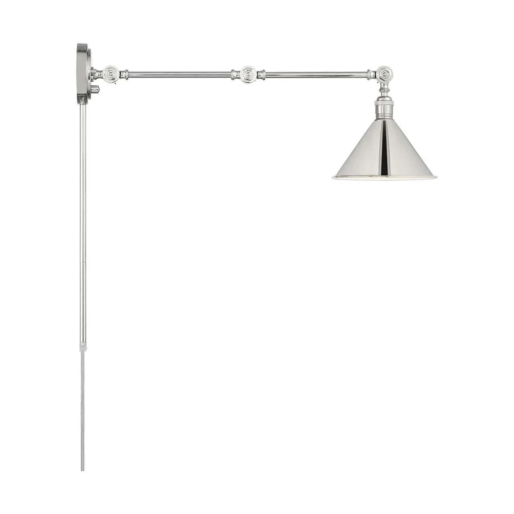 Delancey Swing Arm Lamp Polished Nickel w/ Switch 120v - Image 3