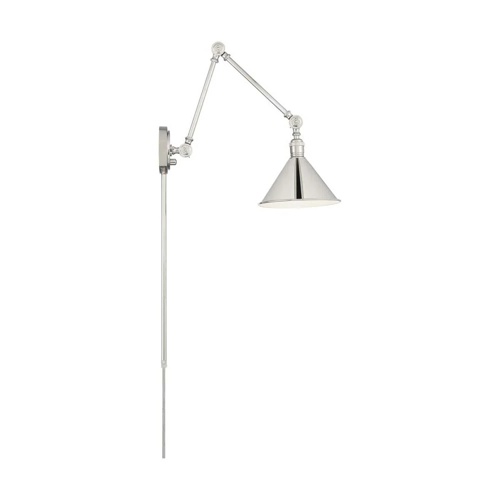 Delancey Swing Arm Lamp Polished Nickel w/ Switch 120v - Image 4