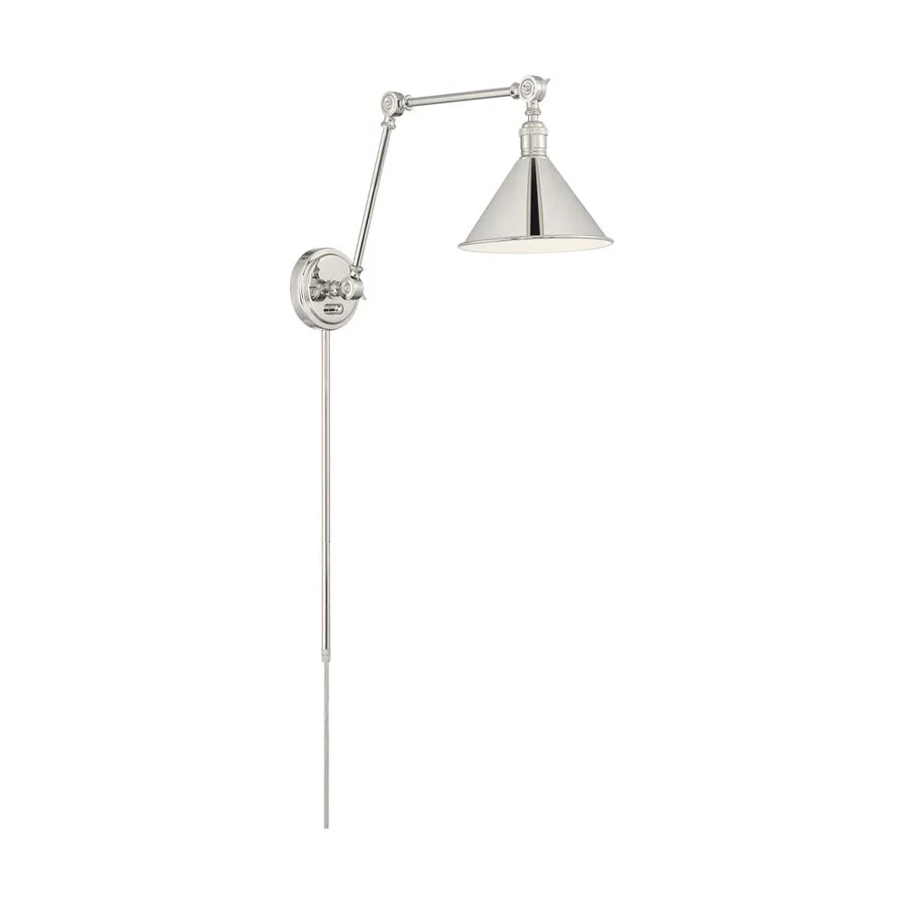 Delancey Swing Arm Lamp Polished Nickel w/ Switch 120v - Image 5