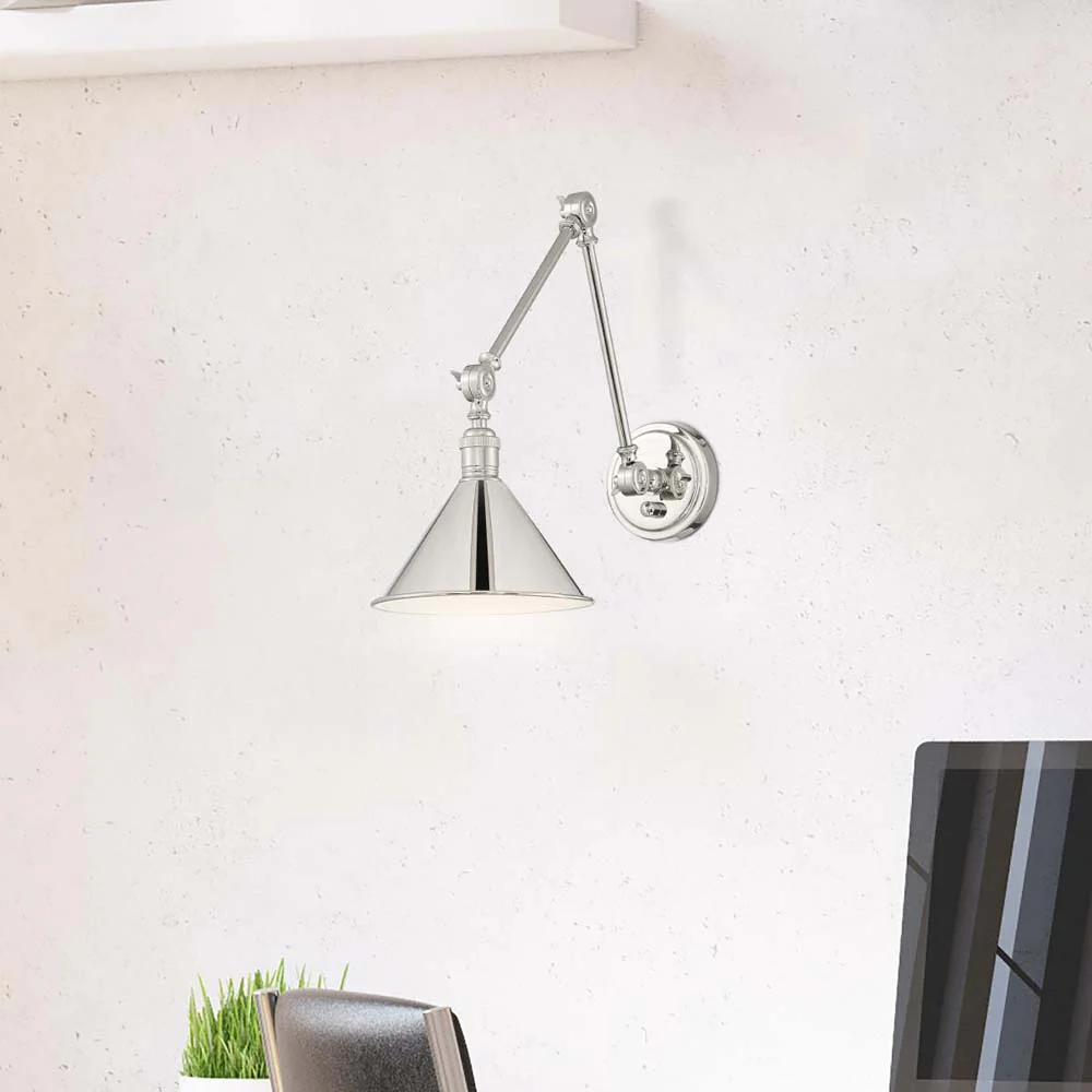 Delancey Swing Arm Lamp Polished Nickel w/ Switch 120v - Image 9