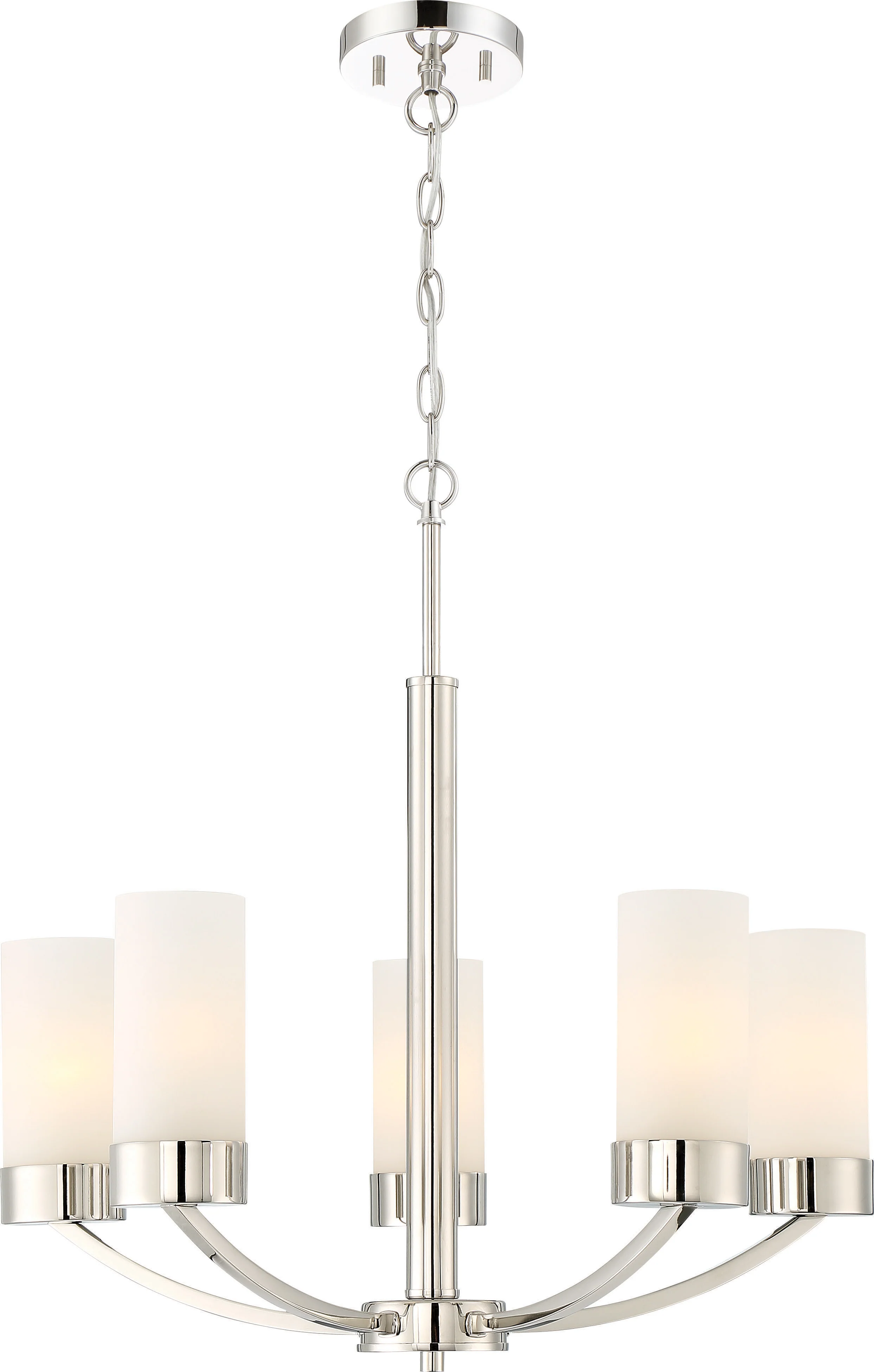 Denver 5-Light Hanging Mounted Chandelier Light Fixture in Polished Nickel Finish