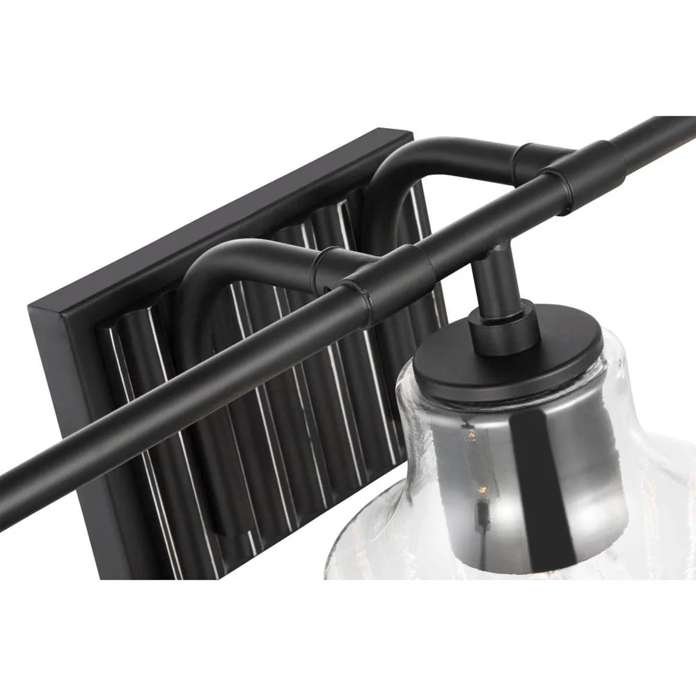 Destin 3-Light Vanity E26 Base 60w Black & Silver Finish Clear Ribbed Glass - Image 5