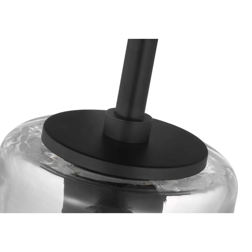 Destin Medium Pendant E26 Base Black & Silver Finish Clear Ribbed Glass - Image 3