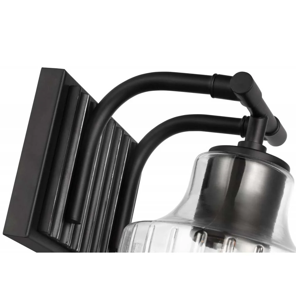 Destin Vanity E26 Base 60w Black & Silver Finish Clear Ribbed Glass - Image 5