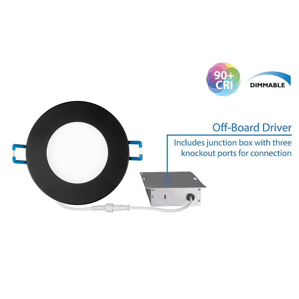 DLE3 Series 3 in. Round Black Flat Panel LED Downlight in 5000K - Image 2