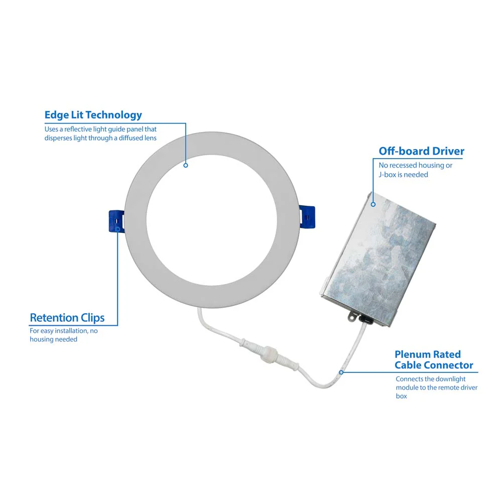 DLE6 Series 6 in. Round White Flat Panel LED Downlight in 2700K - Image 5