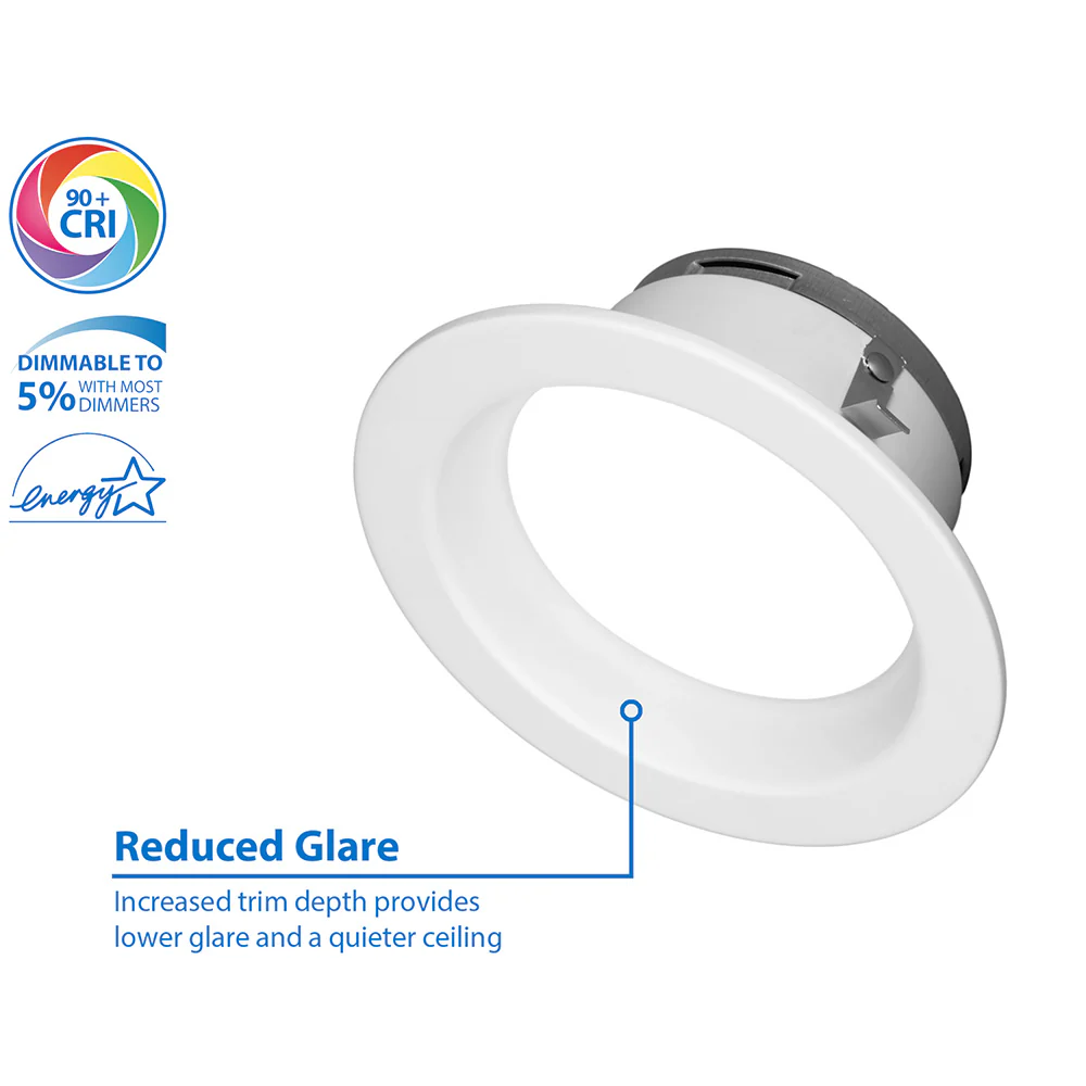 DLR4 (v5) 4-inch White Recessed LED Downlight, 4000K - Image 2