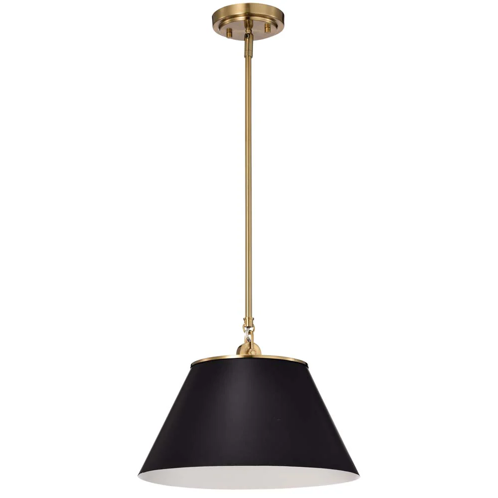 Dover 1-Light Medium Pendant Black with Vintage Brass