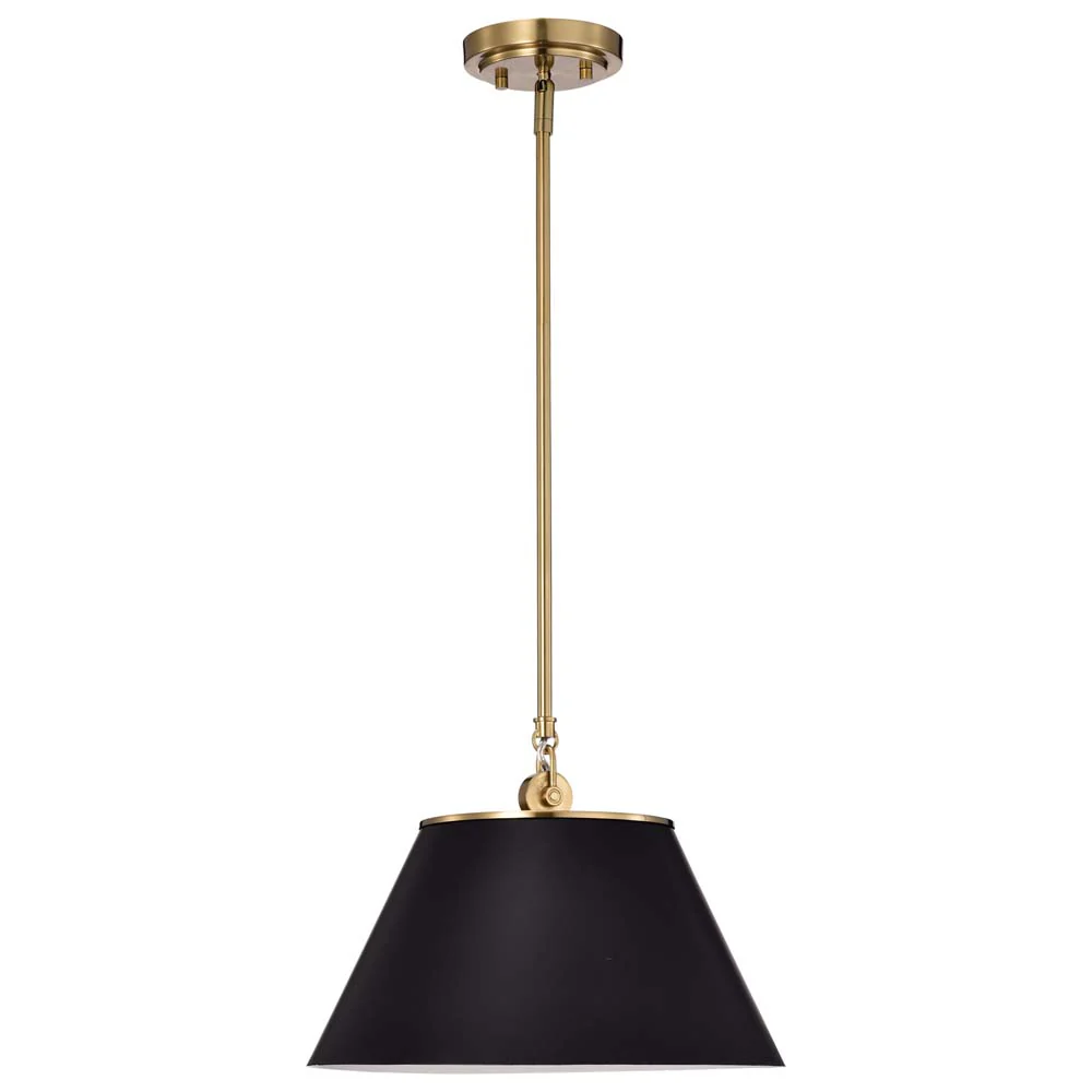 Dover 1-Light Medium Pendant Black with Vintage Brass - Image 3