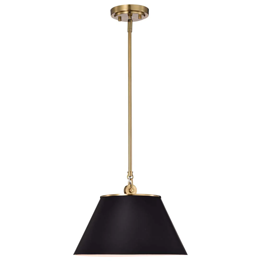 Dover 1-Light Medium Pendant Black with Vintage Brass - Image 4