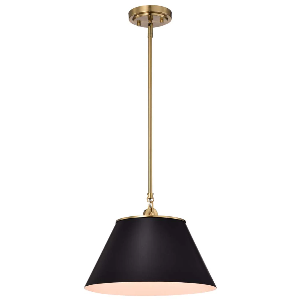 Dover 1-Light Medium Pendant Black with Vintage Brass - Image 5