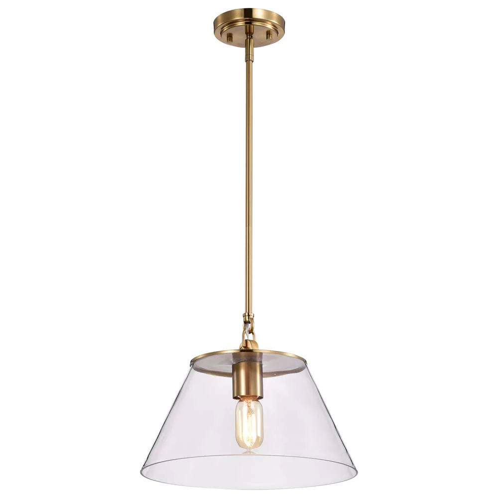Dover 1-Light Medium Pendant Vintage Brass with Clear Glass - Image 2