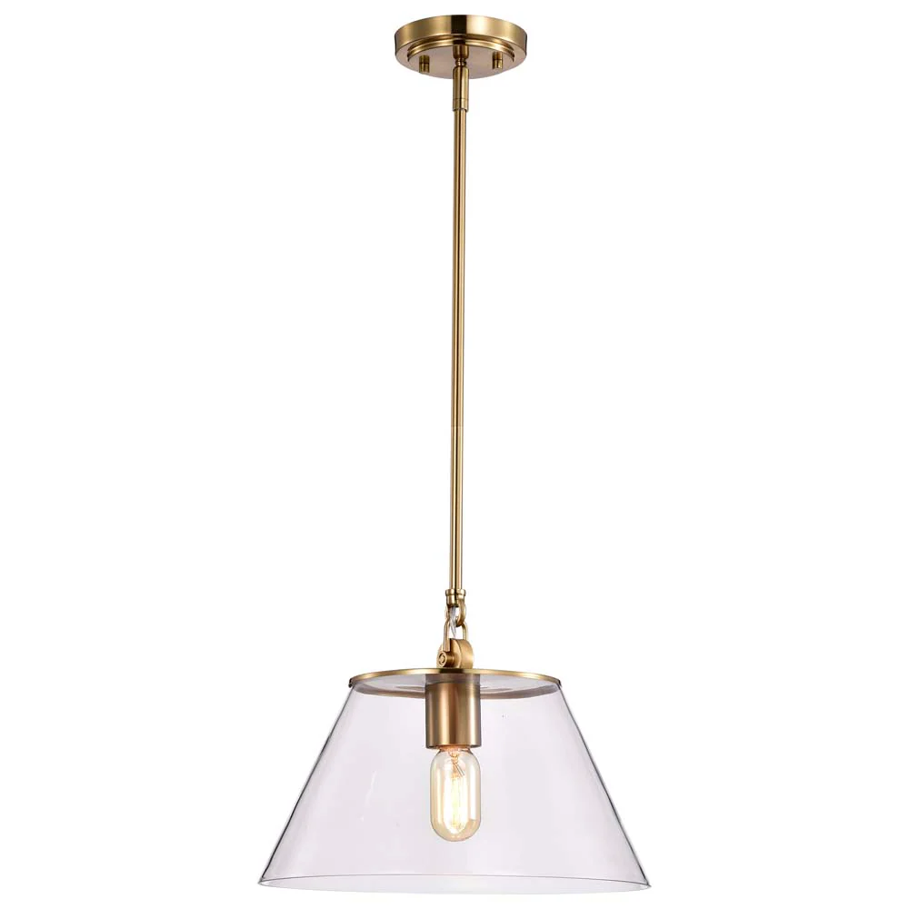 Dover 1-Light Medium Pendant Vintage Brass with Clear Glass - Image 3
