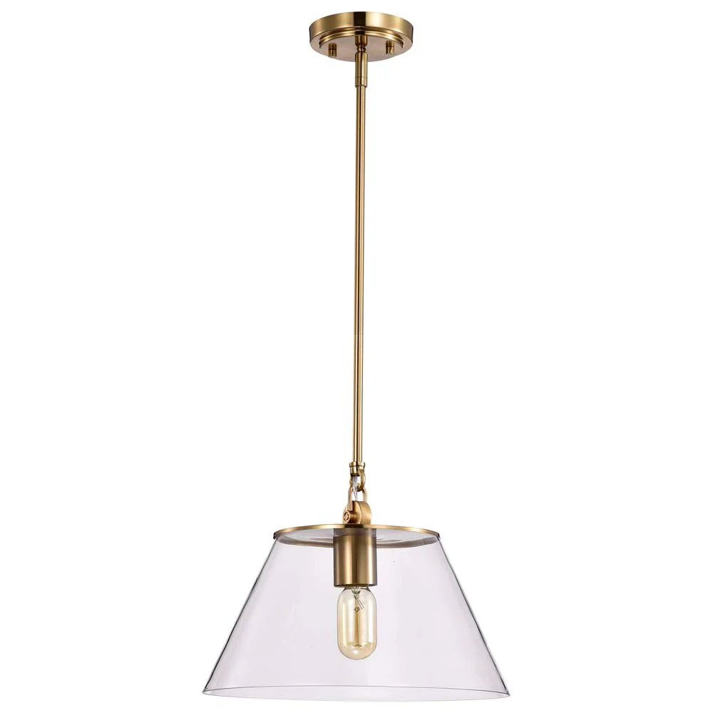 Dover 1-Light Medium Pendant Vintage Brass with Clear Glass - Image 4