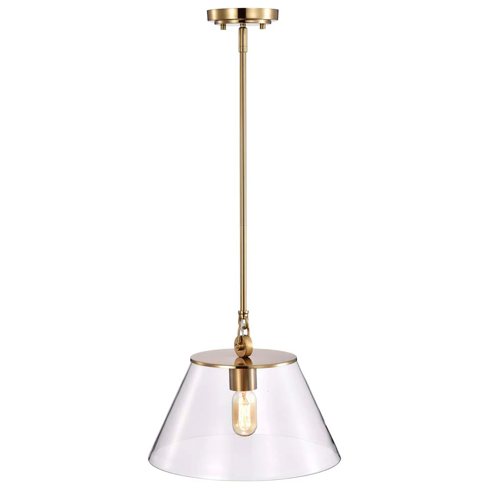 Dover 1-Light Medium Pendant Vintage Brass with Clear Glass - Image 5