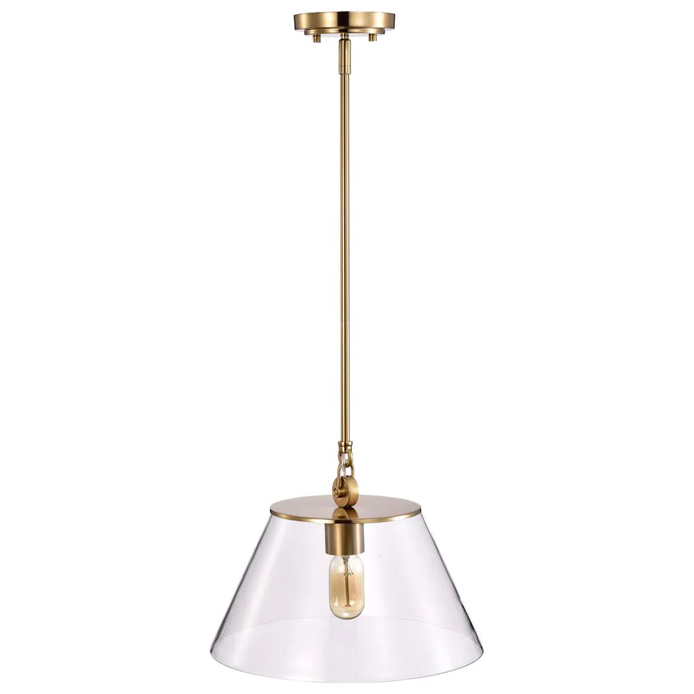 Dover 1-Light Medium Pendant Vintage Brass with Clear Glass - Image 6