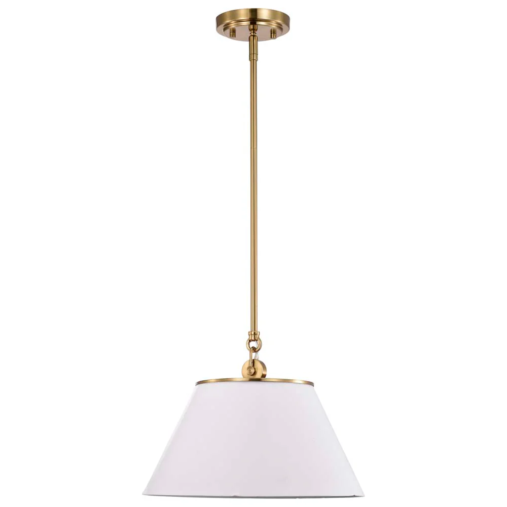 Dover 1-Light Medium Pendant White with Vintage Brass - Image 3