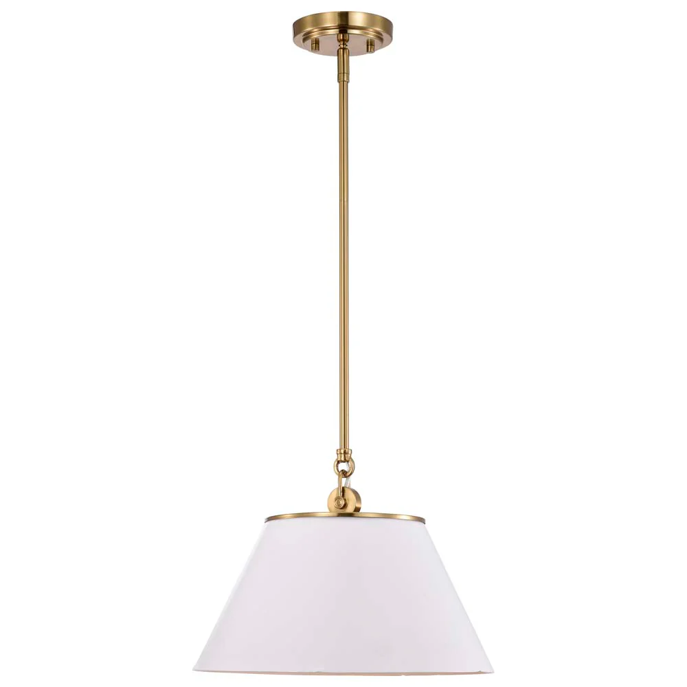 Dover 1-Light Medium Pendant White with Vintage Brass - Image 4