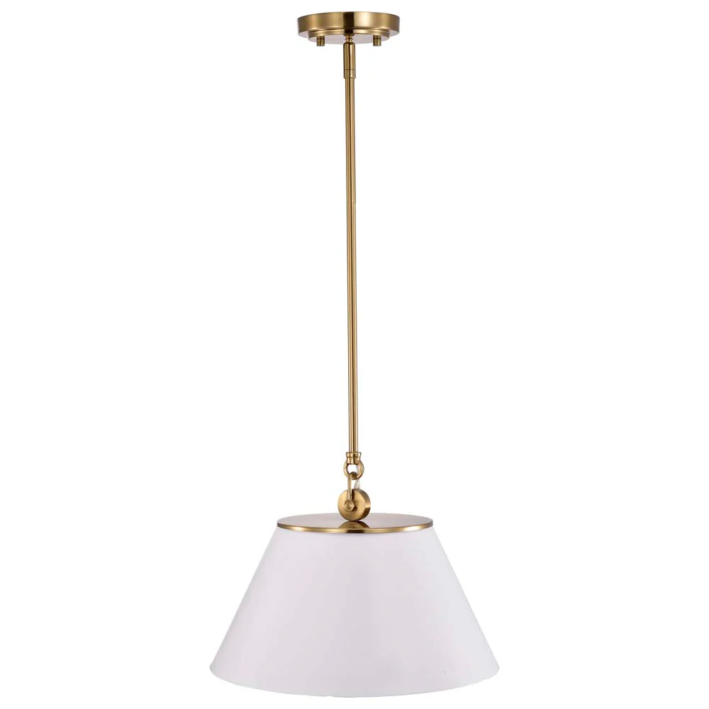 Dover 1-Light Medium Pendant White with Vintage Brass - Image 5
