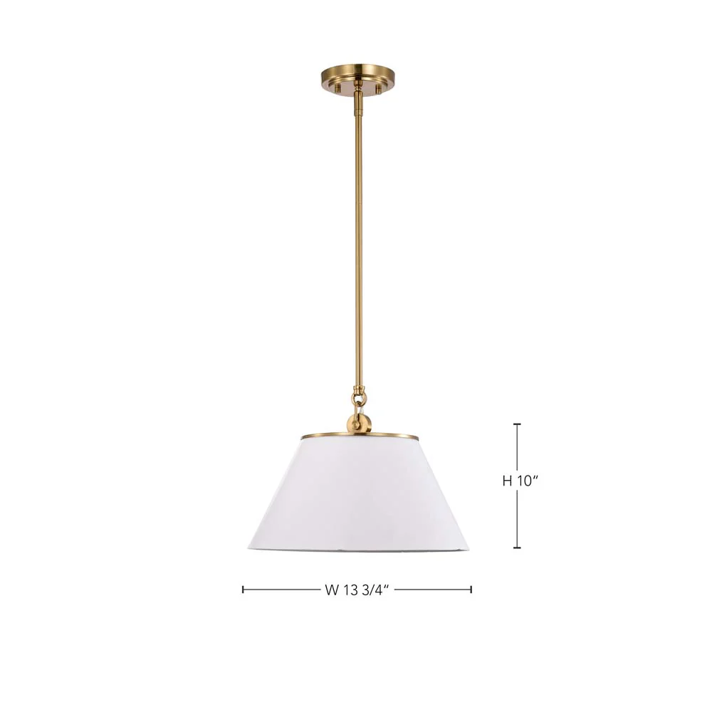 Dover 1-Light Medium Pendant White with Vintage Brass - Image 6