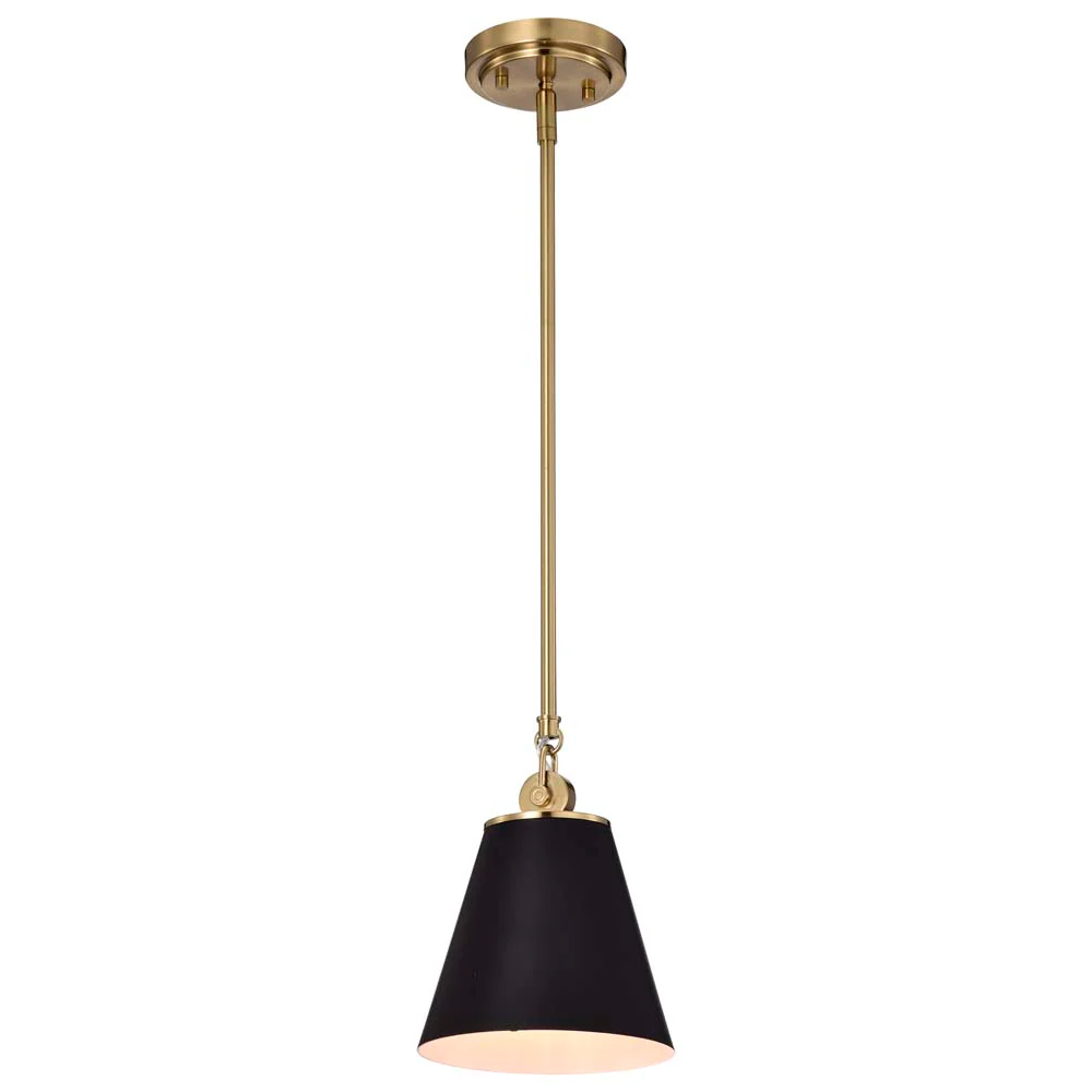 Dover 1-Light Small Pendant Black with Vintage Brass - Image 2