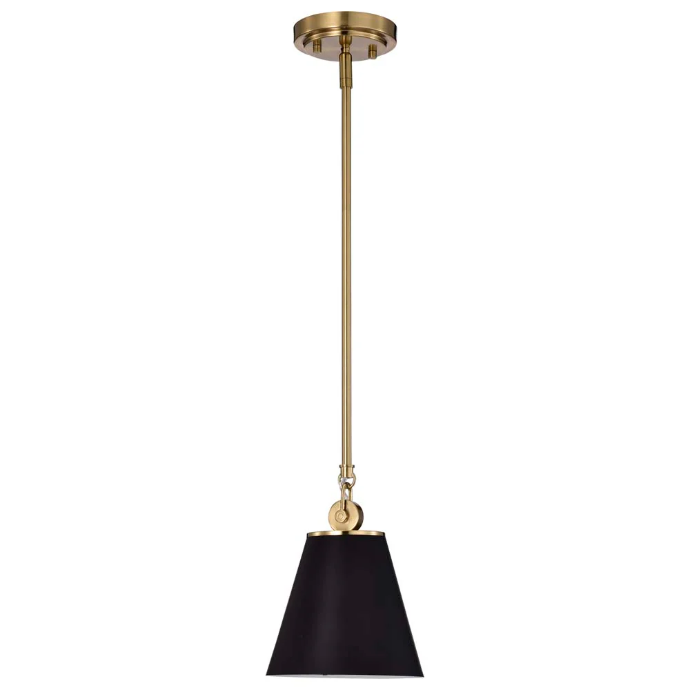 Dover 1-Light Small Pendant Black with Vintage Brass - Image 3
