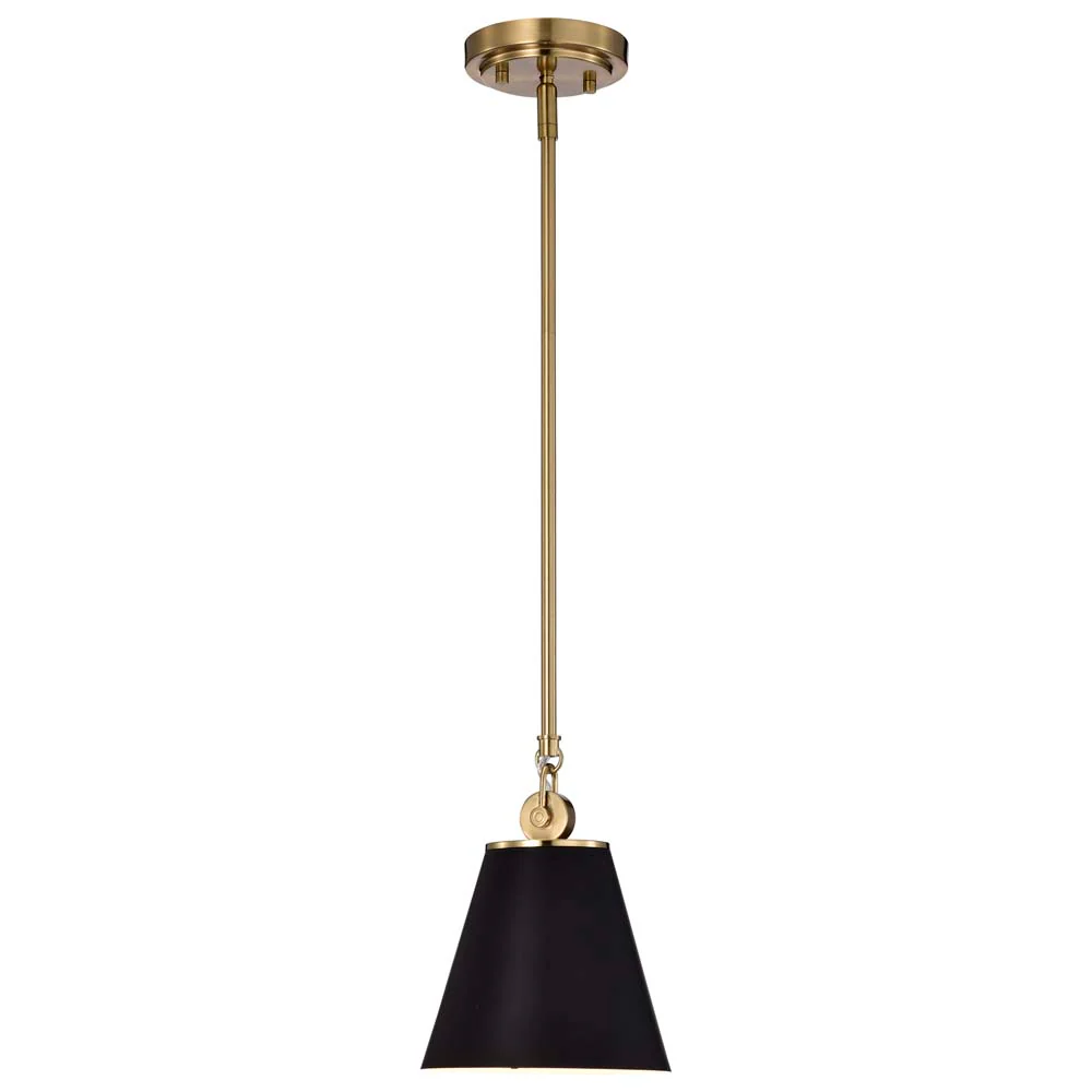 Dover 1-Light Small Pendant Black with Vintage Brass - Image 4