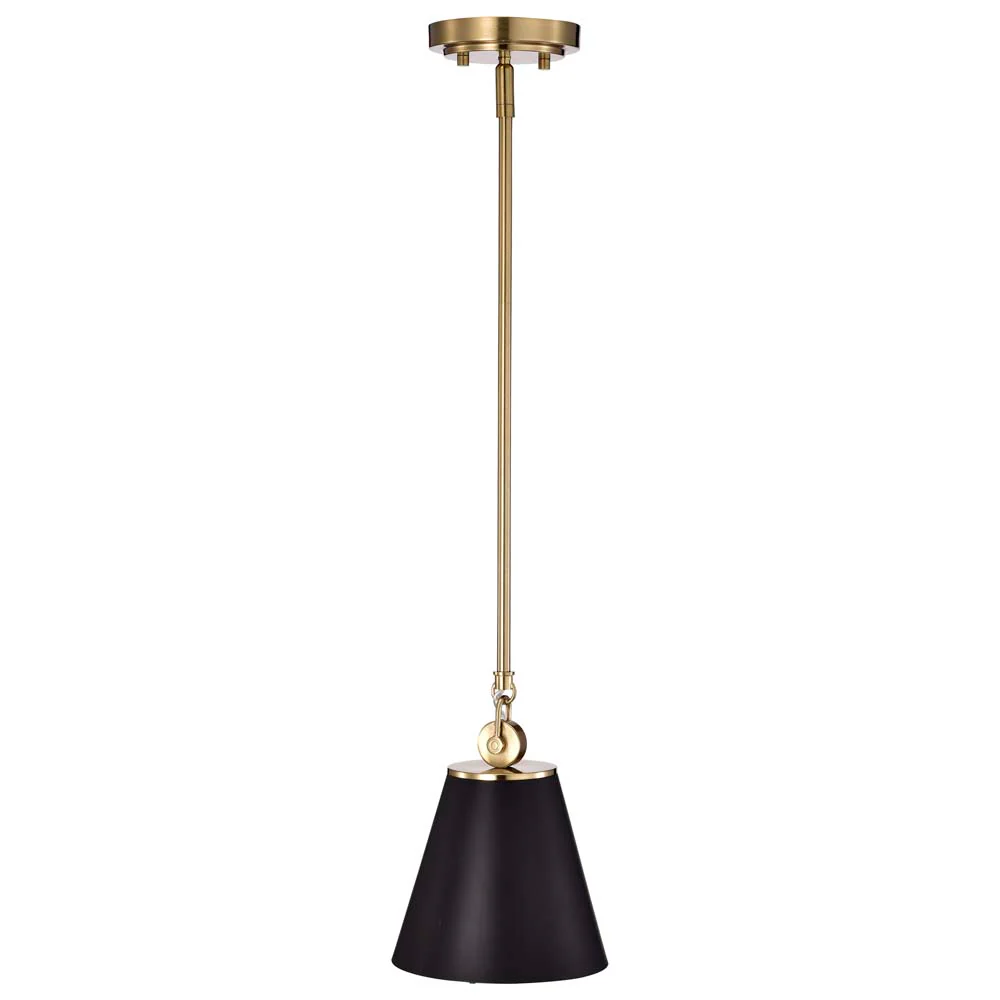 Dover 1-Light Small Pendant Black with Vintage Brass - Image 5