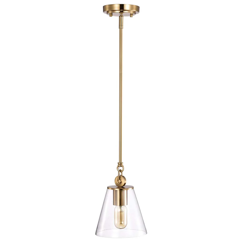 Dover 1-Light Small Pendant Vintage Brass with Clear Glass - Image 2