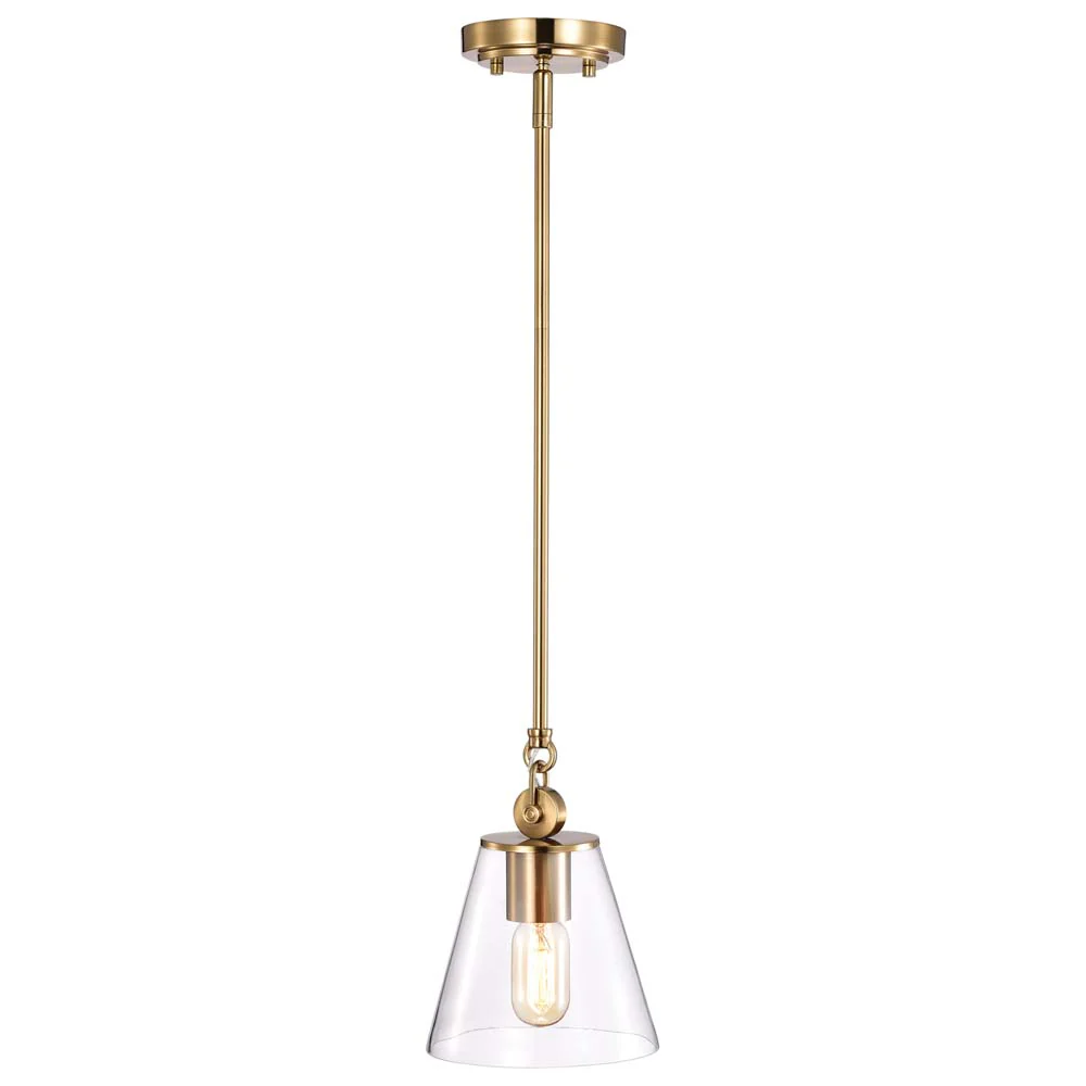 Dover 1-Light Small Pendant Vintage Brass with Clear Glass - Image 3