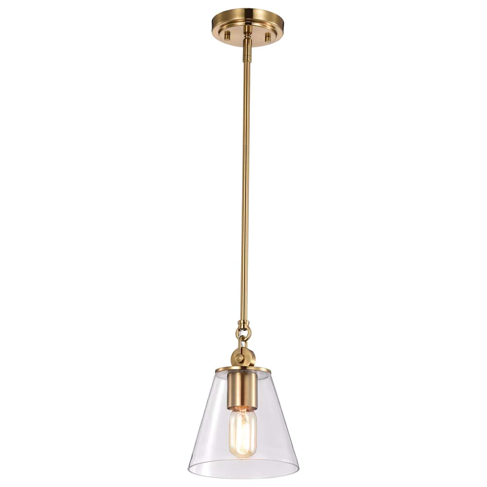 Dover 1-Light Small Pendant Vintage Brass with Clear Glass - Image 4