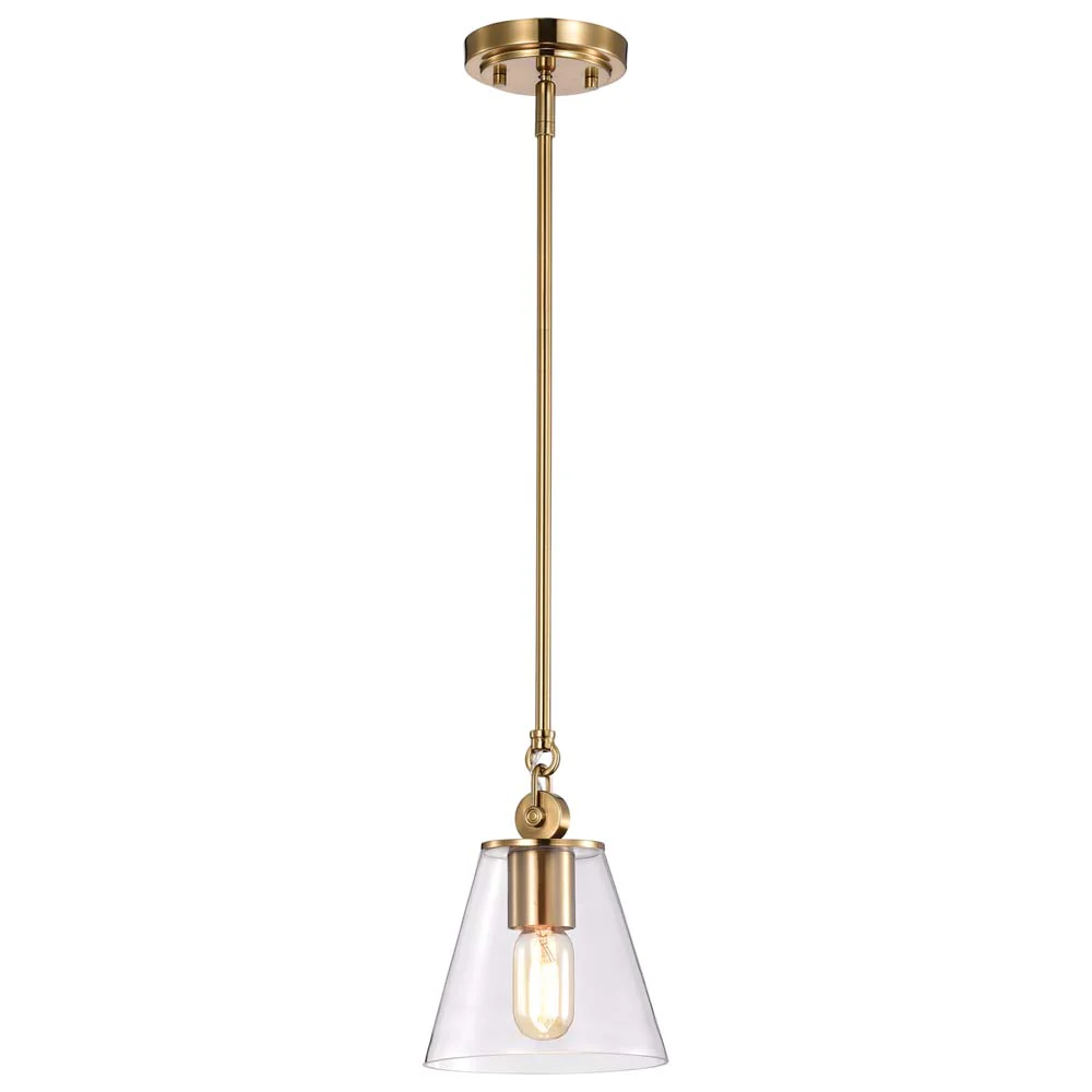 Dover 1-Light Small Pendant Vintage Brass with Clear Glass - Image 5
