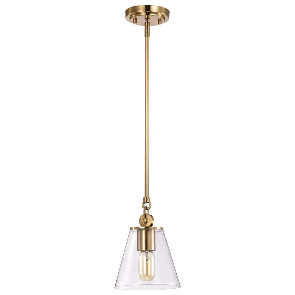 Dover 1-Light Small Pendant Vintage Brass with Clear Glass - Image 6