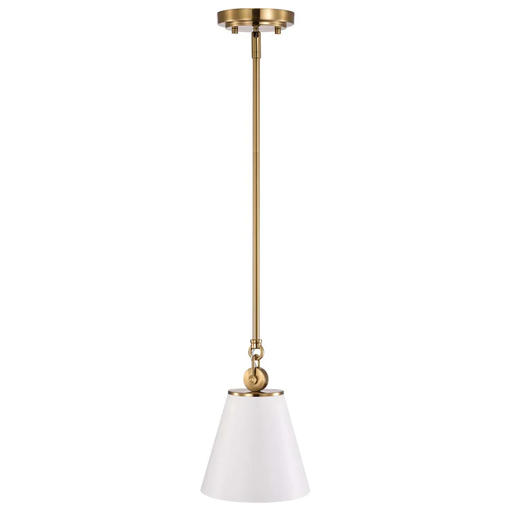 Dover 1-Light Small Pendant White with Vintage Brass - Image 2