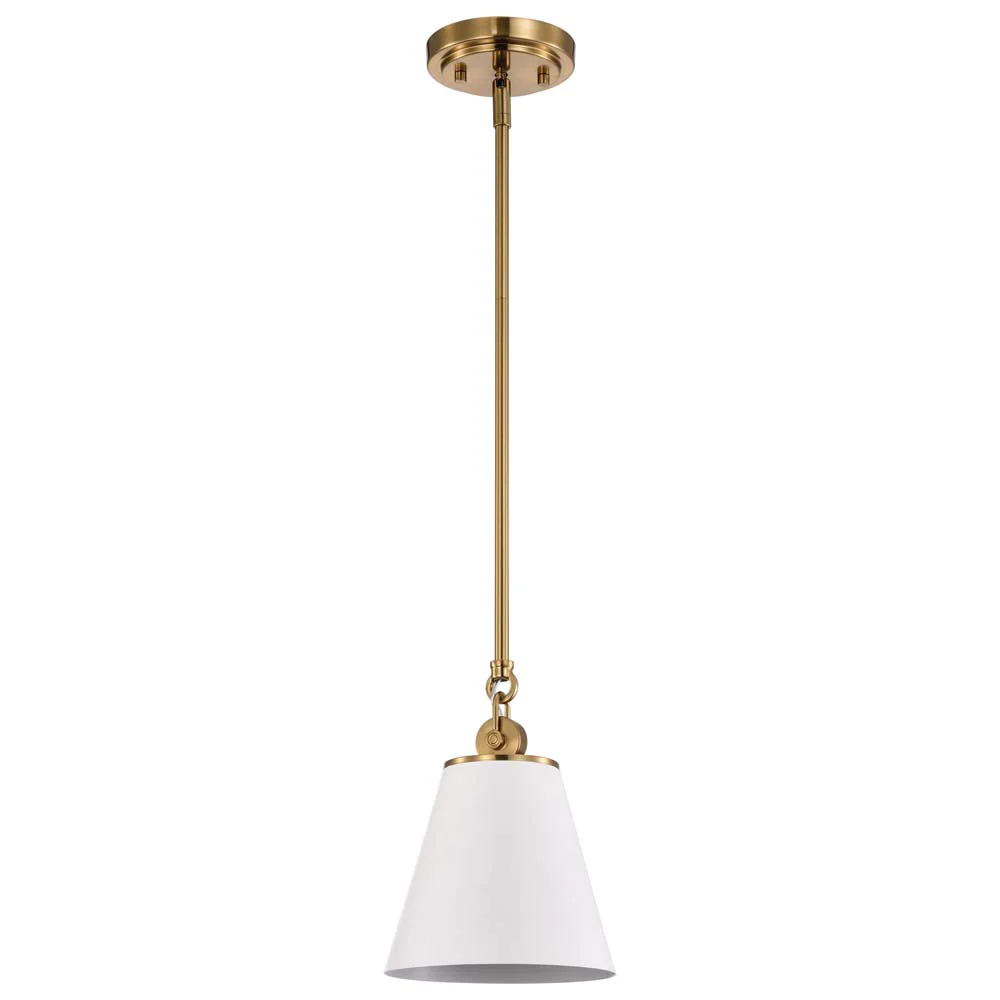 Dover 1-Light Small Pendant White with Vintage Brass - Image 3
